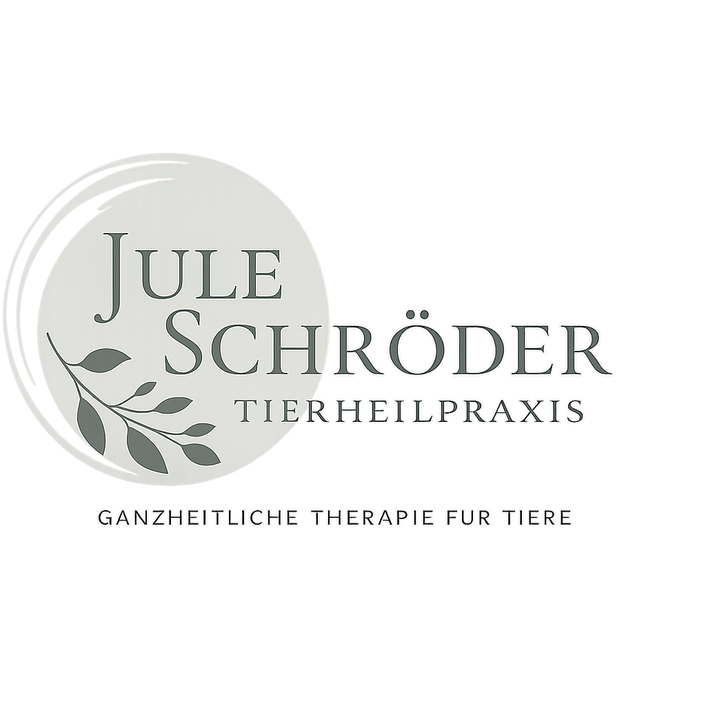Logo der Tierheilpraxis Jule Schröder mit dem Slogan "Ganzheitliche Therapie für Tiere".